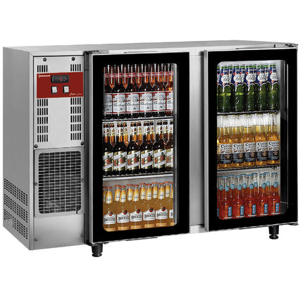 Flessenkoeler, roestvrij staal, 2 glazen deuren, 375 liters