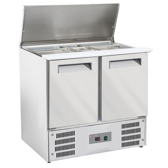 Gekoelde saladette met deksel 2x GN 1/1 + 3x GN 1/6-150 mm + reserve 2 deuren GN 1/1