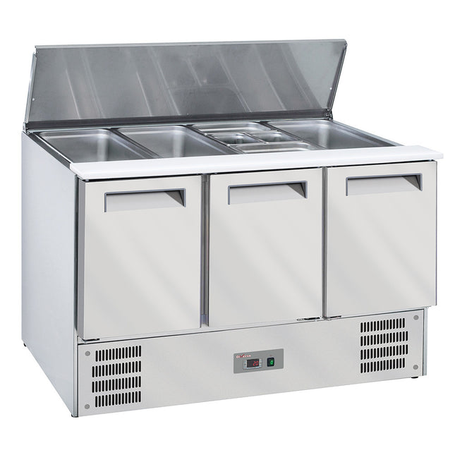 Gekoelde saladette met deksel 4x GN1/1-150 mm + reserve 3 deuren GN 1/1