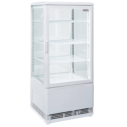 Vitrine tafelmodel geventileerd, 4 niveaus, 4 glazen zijden, 80 liter - WIT