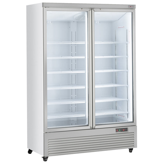 Verticale koelkastvitrine, 2 deuren, 1085 liter - WIT