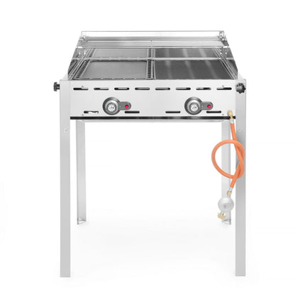 Green fire met 2 branders, HENDI, Profi Line, GeÃ«mailleerde gietijzeren bakplaat en rooster GN 1/1, 11,6kW, 740x615x(H)825mm
