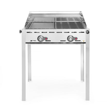 Green fire met 2 branders, HENDI, Profi Line, GeÃ«mailleerde gietijzeren bakplaat en rooster GN 1/1, 11,6kW, 740x615x(H)825mm