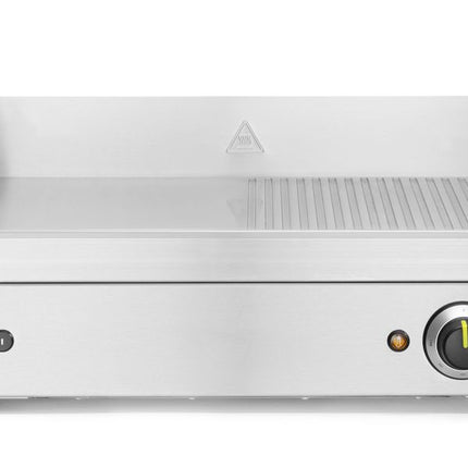 Bakplaat half geribbeld, HENDI, Profi Line, 1/2 glad, 1/2 geribd, 230V/2400W, 527x404x(H)233mm