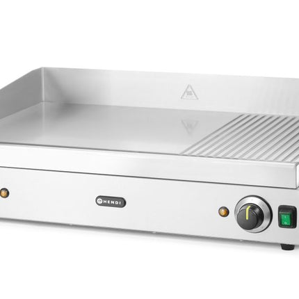 Bakplaat 1/3 geribbeld, HENDI, Profi Line, 2/3 glad, 1/3 geribd, 230V/3500W, 697x474x(H)241mm