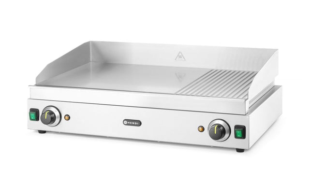 Bakplaat 1/3 geribbeld, HENDI, Profi Line, 2/3 glad, 1/3 geribd, 230V/3500W, 697x474x(H)241mm