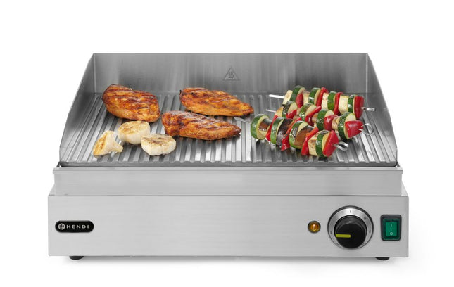 Bakplaat geribbeld, HENDI, Profi Line, geheel geribd, 230V/2400W, 527x404x(H)233mm
