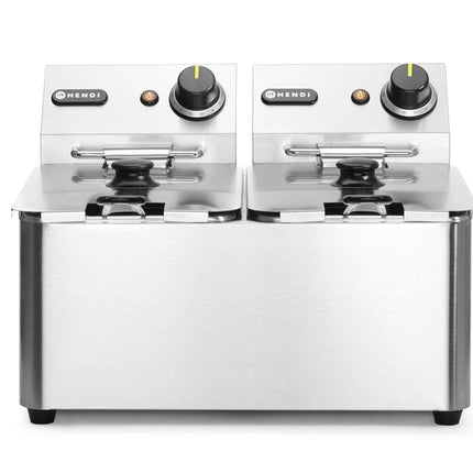 Friteuse 2x4 L, HENDI, Kitchen Line, 8L, 230V/6000W, 470x380x(H)315mm