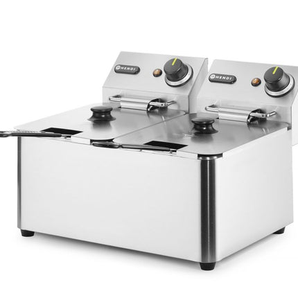 Friteuse 2x4 L, HENDI, Kitchen Line, 8L, 230V/6000W, 470x380x(H)315mm