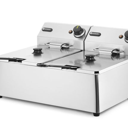 Friteuse Kitchen Line - 2x 6L, HENDI, Kitchen Line, 12L, 230V/6600W, 550x430x(H)305mm