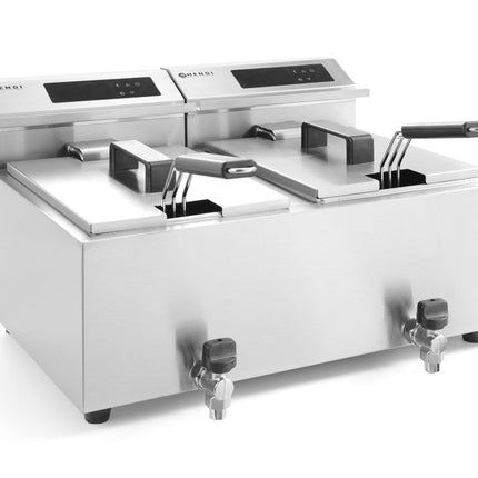 Friteuse Profi Line met aftapkraan digitaal - 2 x 8 l, HENDI, Profi Line, 16L, 230V/7000W, 605x515x(H)350mm