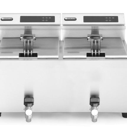 Friteuse Profi Line met aftapkraan digitaal - 2 x 8 l, HENDI, Profi Line, 16L, 230V/7000W, 605x515x(H)350mm