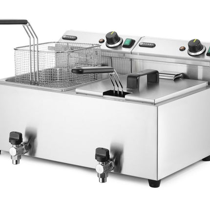 Friteuse Profi Line met aftapkraan - 2 x 8 l, HENDI, Profi Line, 16L, 230V/7000W, 610x515x(H)369mm