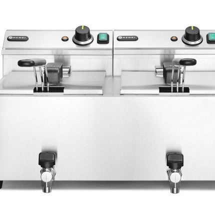 Friteuse Profi Line met aftapkraan - 2 x 8 l, HENDI, Profi Line, 16L, 230V/7000W, 610x515x(H)369mm