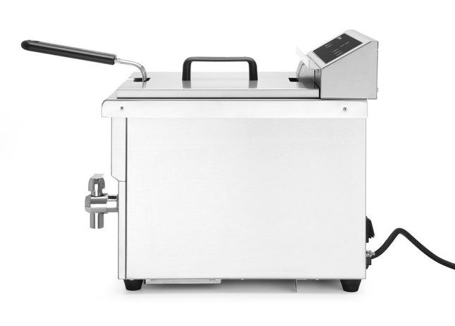 Inductie friteuse met aftapkraan - 8 l, HENDI, 8L, Lichtgrijs, 230V/3500W, 288x619x(H)408mm