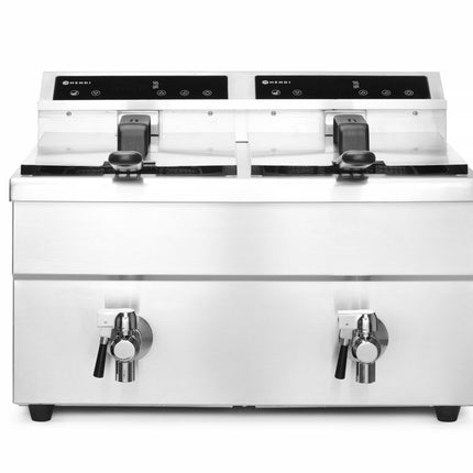 Inductie friteuse met aftapkraan - 2 x 8 l, HENDI, Profi Line, 16L, 230V/7000W, 577x609x(H)410mm
