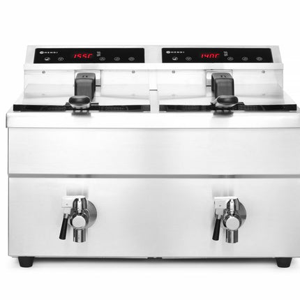 Inductie friteuse met aftapkraan - 2 x 8 l, HENDI, Profi Line, 16L, 230V/7000W, 577x609x(H)410mm