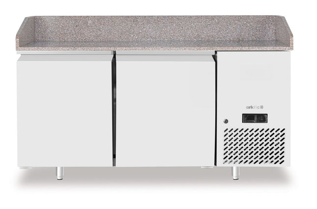 Pizzakoelwerkbank met granieten werkblad, 2-deurs, Arktic, 250L, graniet, 230V/250W, 1510x800x(H)875mm