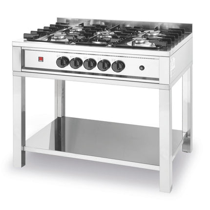 Gasfornuis - 5 pits, met open frame, HENDI, Kitchen Line, 14,3kW, 900x640x(H)910mm