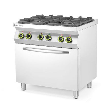 Gasfornuis 4-pits met convectieoven GN 1/1, HENDI, Kitchen Line, 230V/3000W, 19kW, 800x722x(H)900mm
