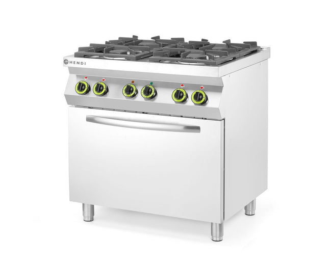 Gasfornuis 4-pits met convectieoven GN 1/1, HENDI, Kitchen Line, 230V/3000W, 19kW, 800x722x(H)900mm