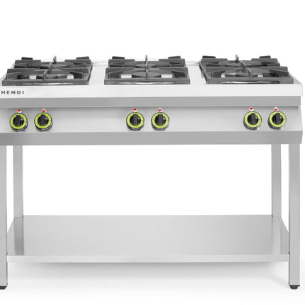 Gasfornuis 6-pits open standaard, HENDI, Kitchen Line, 28,5kW, 1200x700x(H)900mm