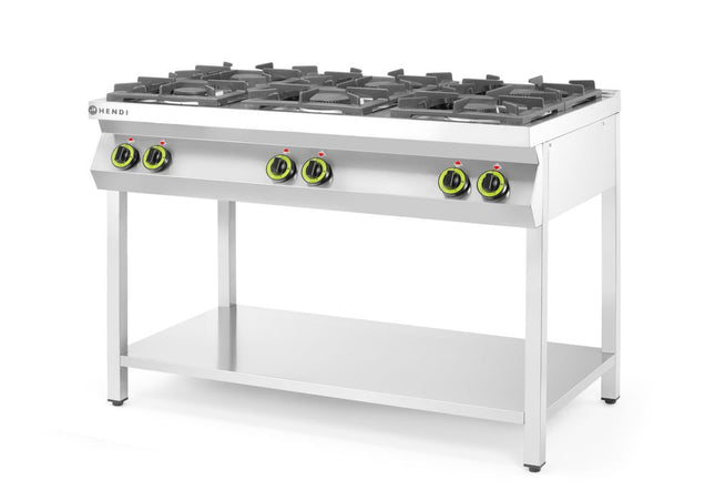 Gasfornuis 6-pits open standaard, HENDI, Kitchen Line, 28,5kW, 1200x700x(H)900mm