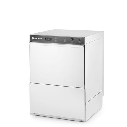 Vaatwasser 50x50 - elektronische bediening, HENDI, met afvoer en reinigingspomp, 400V/6600W, 570x600x(H)830mm