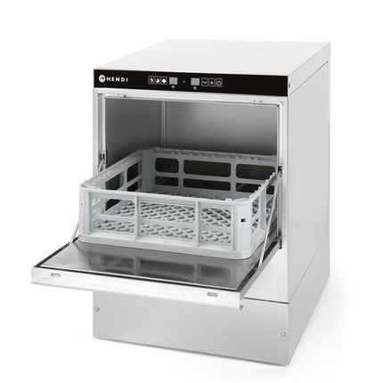 Glazen vaatwasser 40x40 - elektronische bediening, HENDI, met afvoer en reinigingspomp, 230V/2800W, 470x510x(H)710mm