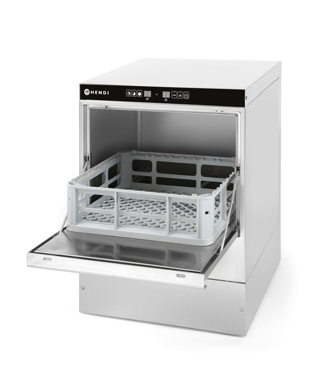 Glazen vaatwasser 40x40 - elektronische bediening, HENDI, met reinigingspomp, 230V/2800W, 470x510x(H)710mm