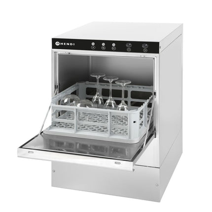 Glazen vaatwasser 40x40 - elektronische bediening, HENDI, 230V/2800W, 470x510x(H)710mm