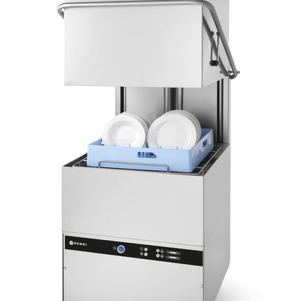 Doorschuifvaatwasser - 50x50mm - elektronische bediening, HENDI, met reinigingspomp, 400V/8600W, 745x903x(H)1406mm