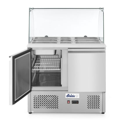 Saladette met 2 deuren en glazen vitrine 300L, Arktic, 230V/310W, 912x702x(H)1330mm