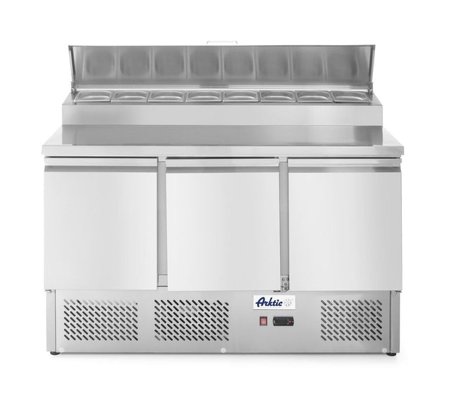 Saladette met 3 deuren en verhoogde GN vitrine 380L, Arktic, 230V/310W, 1365x702x(H)1265mm