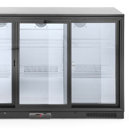Backbar koelkast met drie schuifdeuren, Arktic, 254L, Zwart, 220-240V/160W, 1350x520x(H)865mm