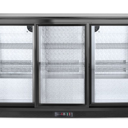 Backbar koelkast met drie schuifdeuren, Arktic, 254L, Zwart, 220-240V/160W, 1350x520x(H)865mm