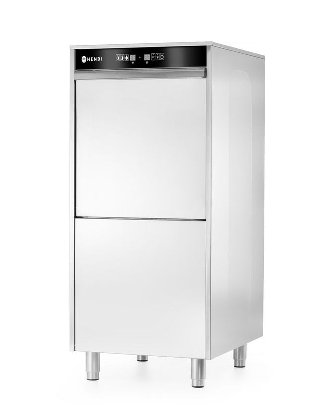 50x60 vaatwasser voor pannen en trays â€“ met doseersysteem voor reinigingsmiddelen en afvoerpomp, HENDI, 400V/7100W, 595x777x(H)1335mm