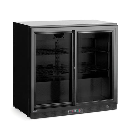 Backbar koelkast met schuifdeuren, Arktic, 158L, Zwart, 220-240V/160W, 900x520x(H)870mm