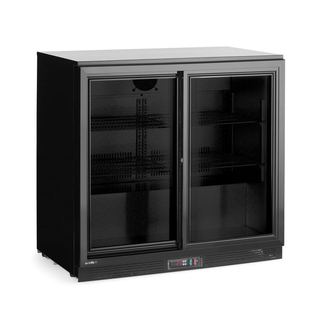 Backbar koelkast met schuifdeuren, Arktic, 158L, Zwart, 220-240V/160W, 900x520x(H)870mm