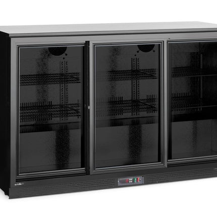 Backbar koelkast met 3 schuifdeuren, Arktic, 308L, Zwart, 220-240V/160W, 1350x520x(H)865mm