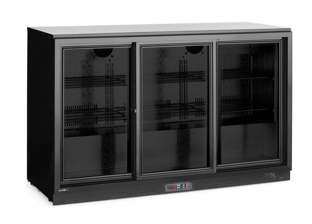 Backbar koelkast met 3 schuifdeuren, Arktic, 308L, Zwart, 220-240V/160W, 1350x520x(H)865mm