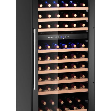 Wijnkoeler, 2 zones, 91 flessen, Arktic, 230L, Zwart, 569x595x(H)1215mm