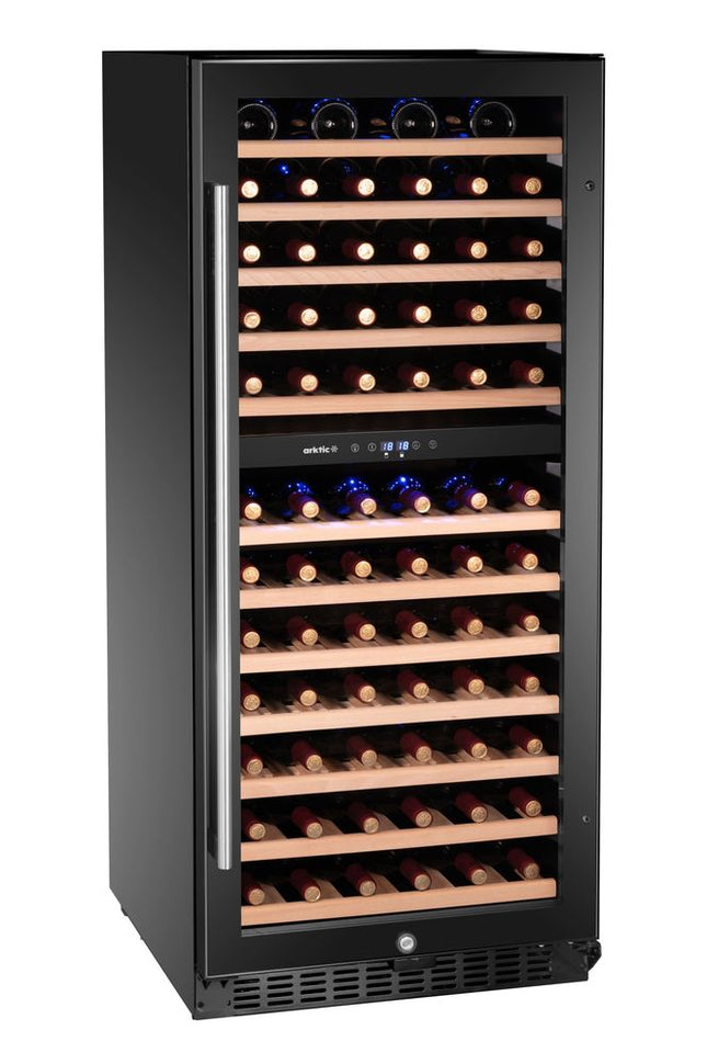 Wijnkoeler, 2 zones, 124 flessen, Arktic, 265L, Zwart, 570x595x(H)1400mm
