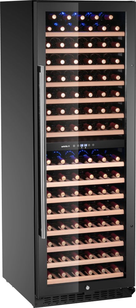 Wijnkoeler, 2 zones, 131 flessen, Arktic, 418L, Zwart, 680x595x(H)1760mm