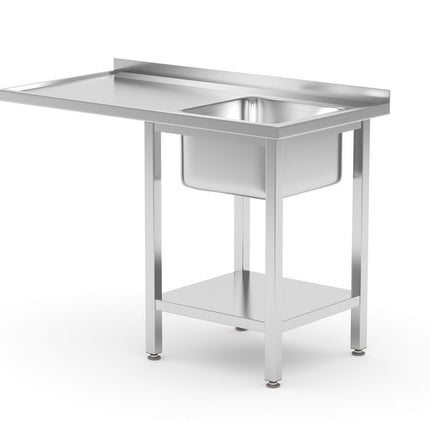 Spoeltafel met plank en ruimte voor onderbouwvaatwasser, HENDI, rechts, 1200x700x(H)850mm