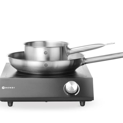 Set: Inductie kookplaat 3500W + steelpan + koekenpan, HENDI, Zwart, 220-240V/3500W, 320x395x(H)95mm