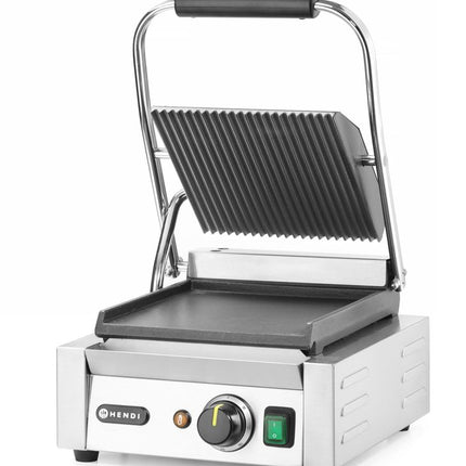 Contactgrill - enkel, HENDI, boven geribd, onder glad, 230V/1800W, 310x375x(H)216mm