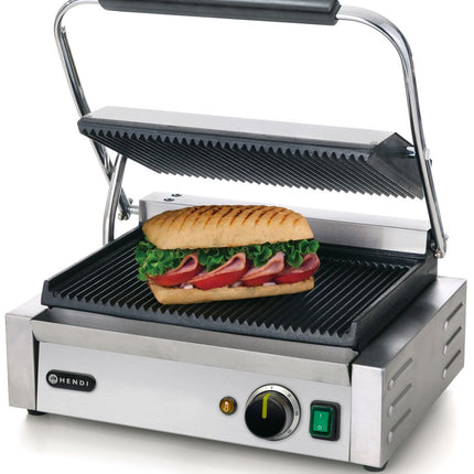 Contactgrill Panini, HENDI, boven en onder geribd, 230V/2200W, 430x375x(H)216mm