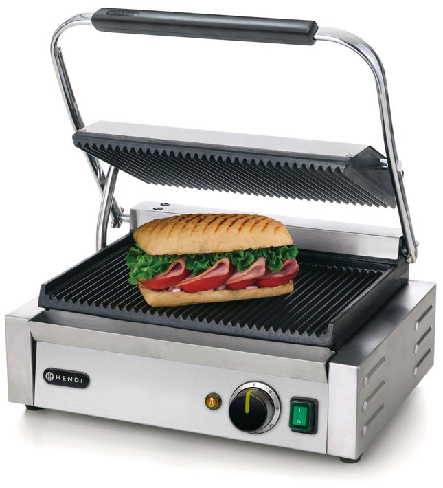 Contactgrill Panini, HENDI, boven en onder geribd, 230V/2200W, 430x375x(H)216mm