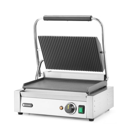 Contactgrill Panini, HENDI, boven geribd, onder glad, 230V/2200W, 430x375x(H)216mm